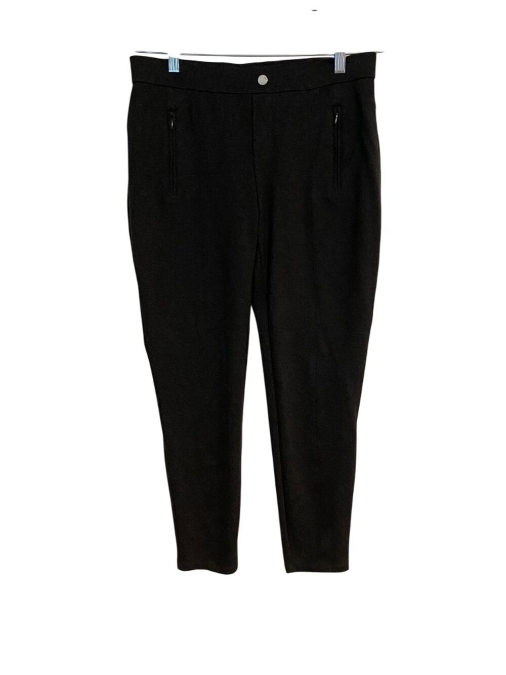 Philosophy Women's 10 Black Pants Stretch Ankle Pull On Zip Accent Preppy Office